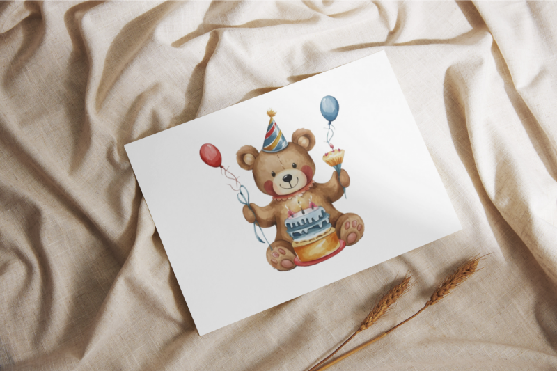 teddy-bear-with-birthday-cake-watercolor-sublimation