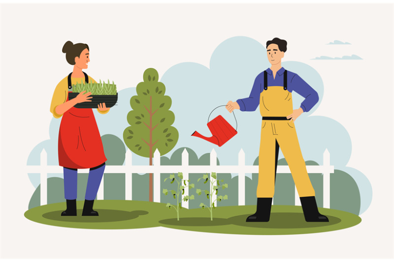 agricultural-employees-working-in-garden-with-tools