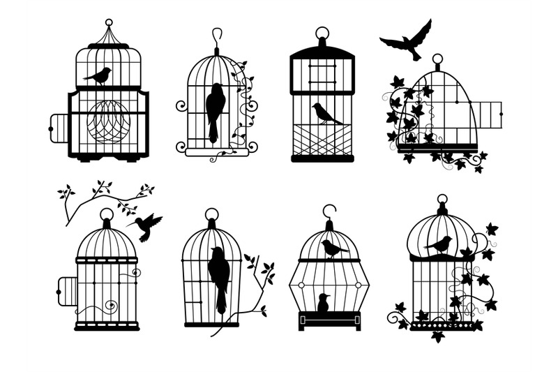 bird-cage-silhouettes-illustration-birdcage-design-silhouette