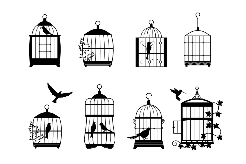 black-wall-decals-with-flying-birds-in-cages-collection