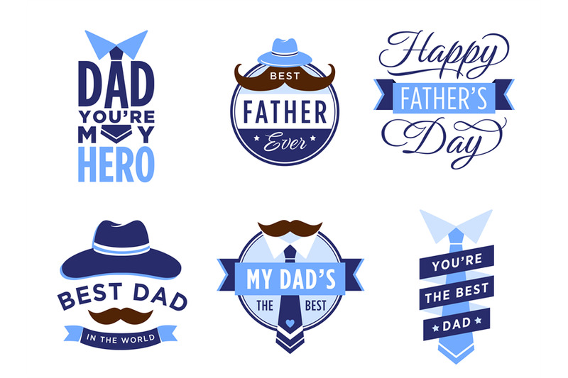 happy-father-day-label-male-badges-with-hat-mustache-and-tie-best-d