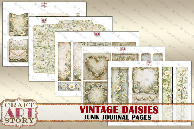 vintage-daisies-shabby-chic-junk-journal-pages-journal-kit