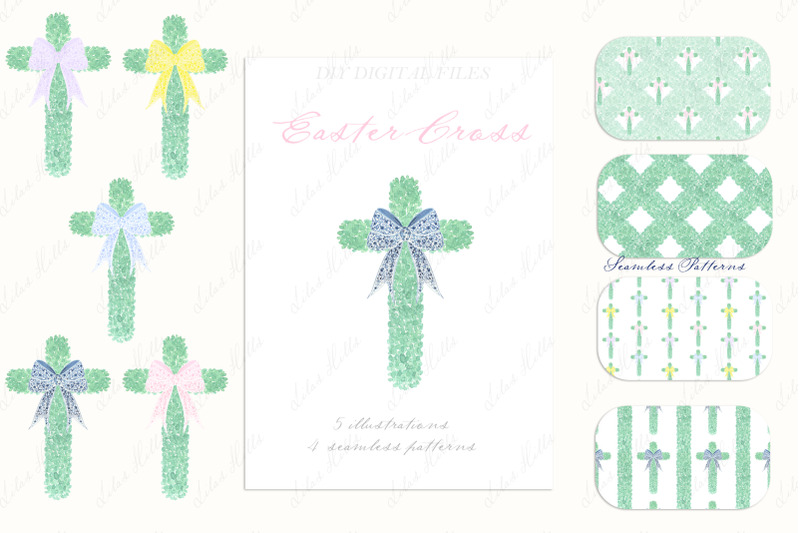 easter-cross-with-bow-watercolor-clipart
