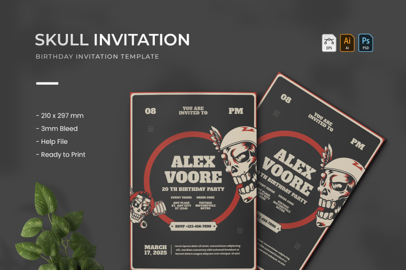 skull-birthday-invitation