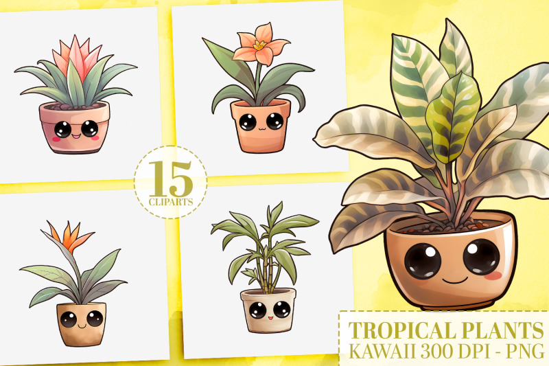 tropical-kawaii-plant-cliparts-cute-exotic-plants-png