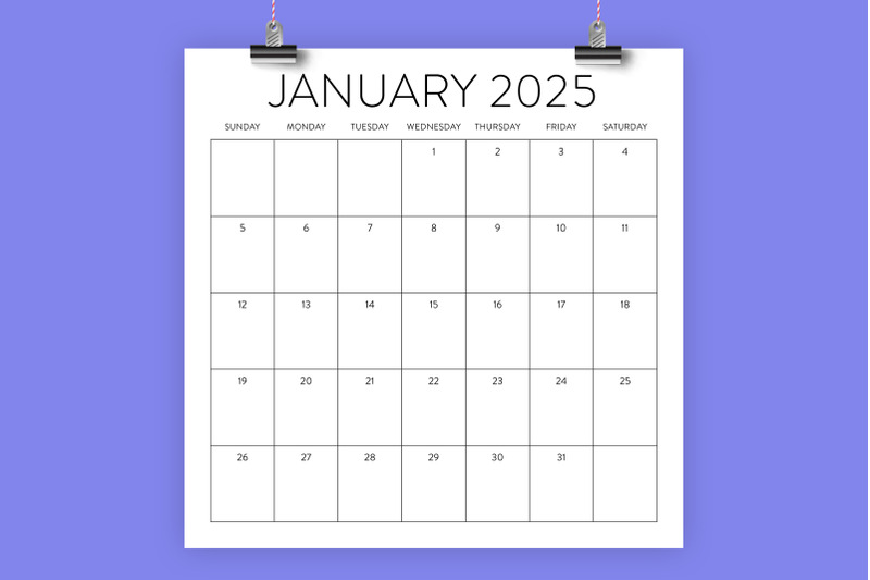 2025年方形日历模板