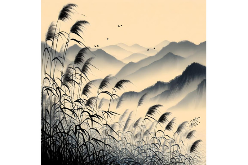 reed-painting-chinese-ink