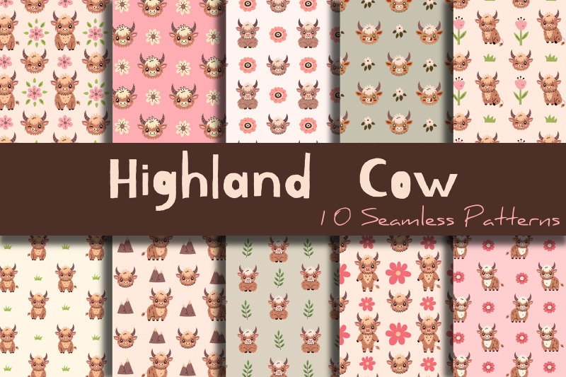 highland-cow-seamless-patterns