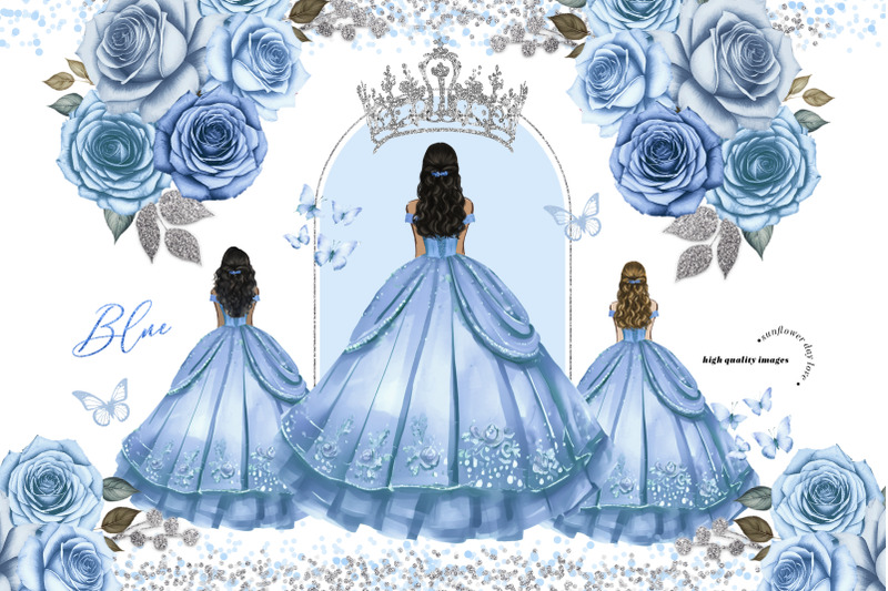 arch-blue-princess-dresses-clipart-blue-quinceaera