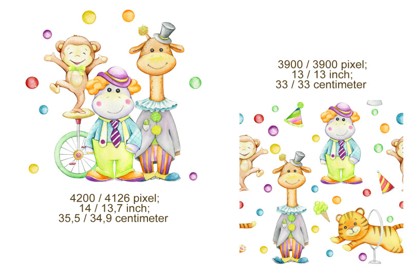 circus-watercolor-animals-clipart-carnival-clip-art-digital-paper