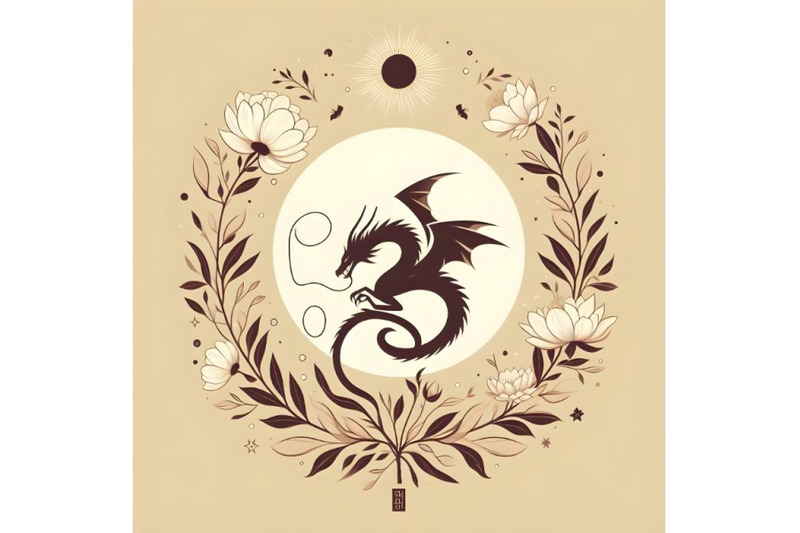 minimalist-dragon-on-flowers