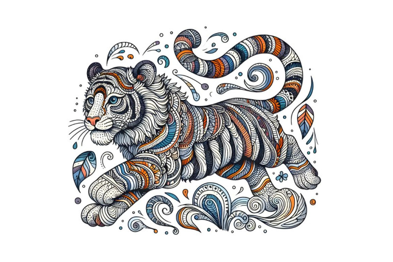 zentangle-stylized-running-tiger