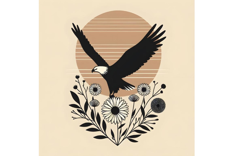 minimalist-eagle-on-flowers