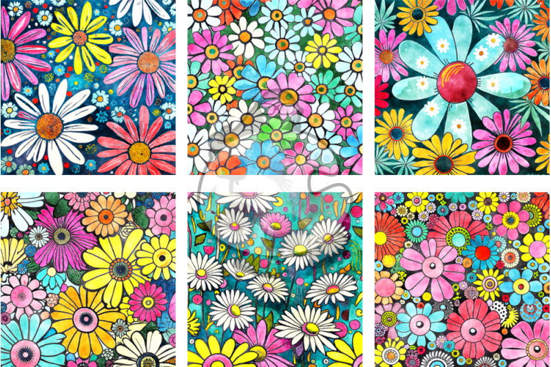 retro-daisies-watercolor-floral-pattern-papers