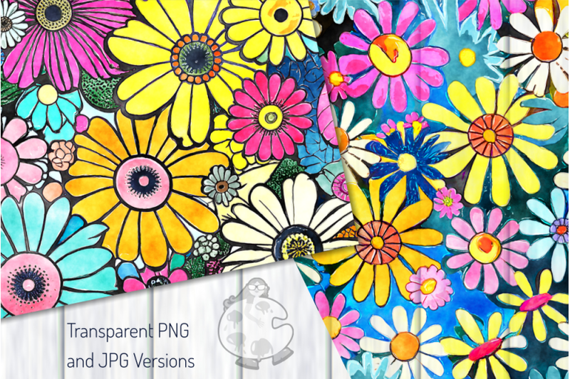 retro-daisies-watercolor-floral-pattern-papers