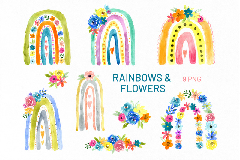 bright-watercolor-rainbows-amp-flowers
