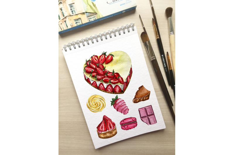 watercolor-painting-dessert-clipart-pink-sweets-clipart-cake