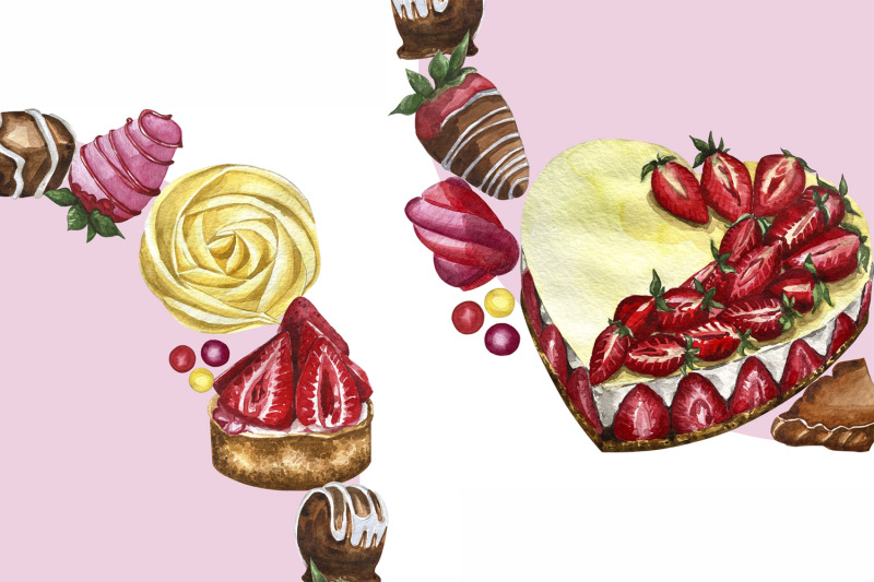 watercolor-painting-dessert-clipart-pink-sweets-clipart-cake