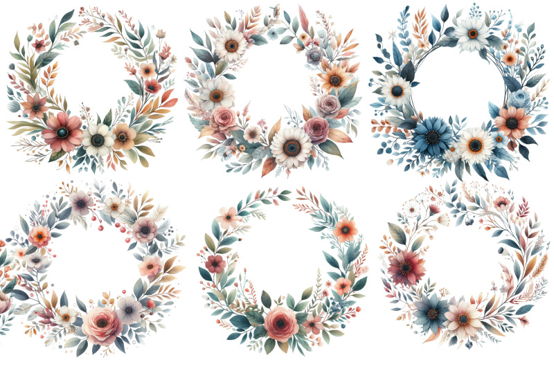 boho-round-floral-frame-clipart