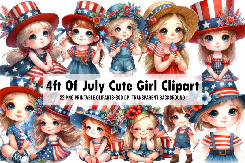 watercolor-4ft-of-july-cute-girl-clipart