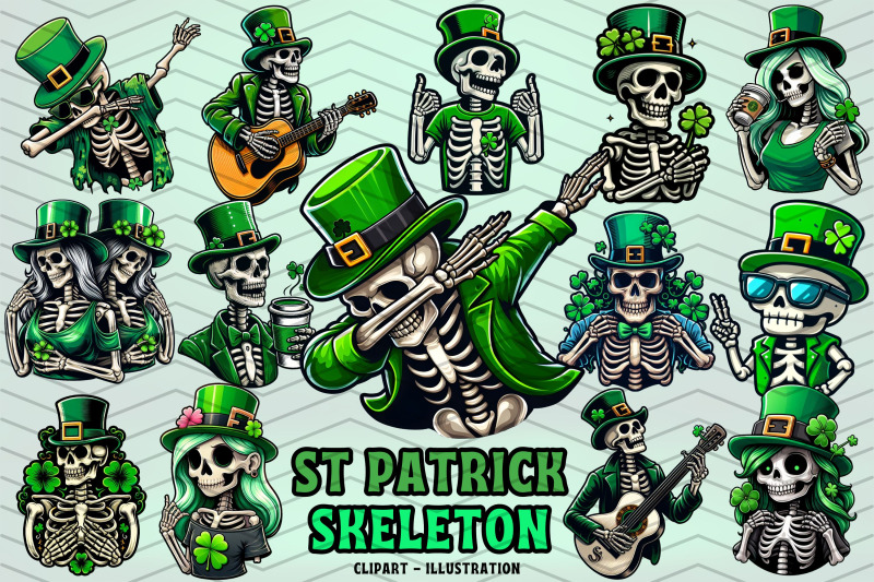 st-patrick-039-s-day-skeleton-clipart-illustration