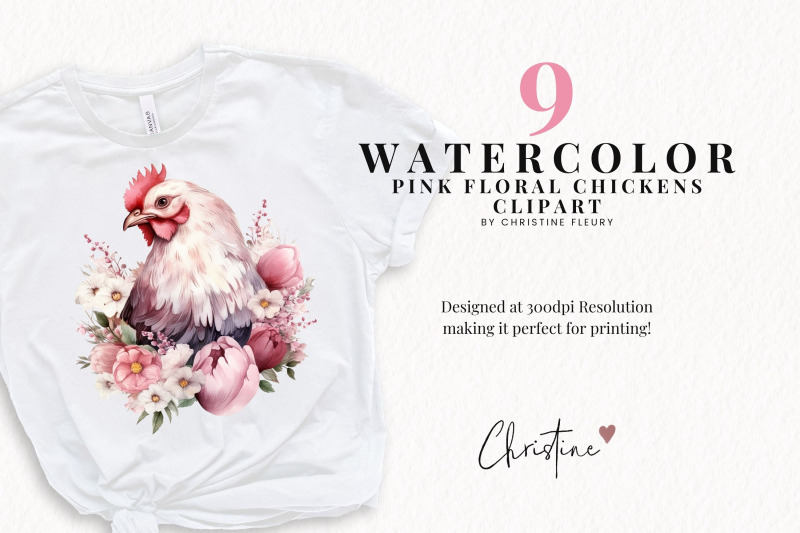 watercolor-pink-floral-chickens-clipart