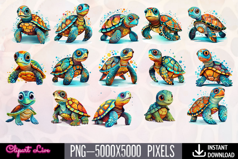 cute-stylized-turtle-clip-art-bundle