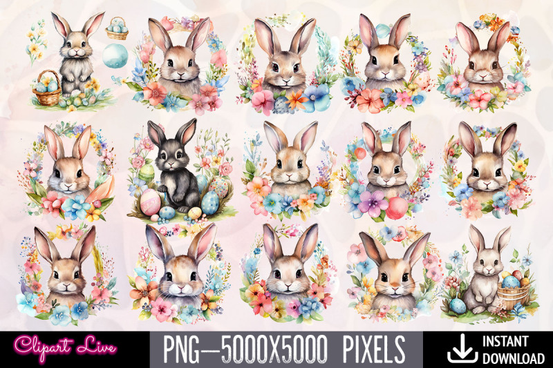 easter-bunny-watercolour-clipart-bundle