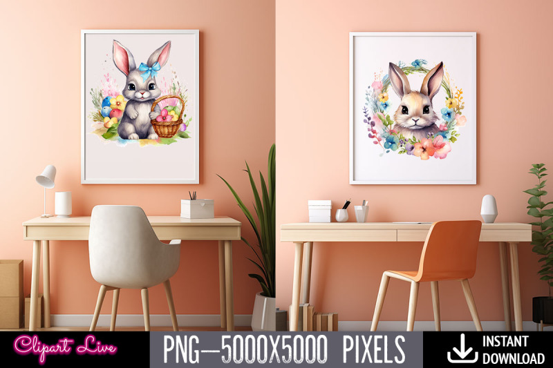 easter-bunny-watercolour-clipart-bundle