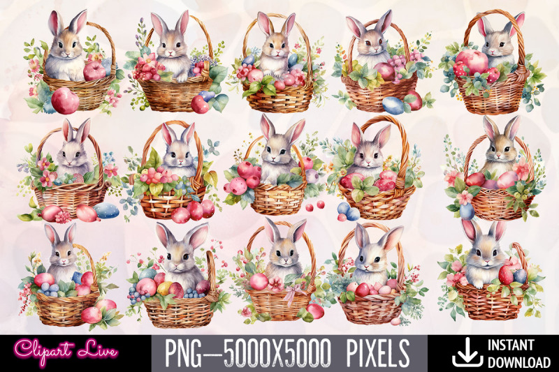 easter-rabbit-basket-watercolor-bundle