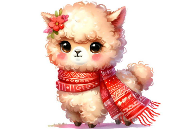 cartoon-alpaca-wearing-a-red-scarf