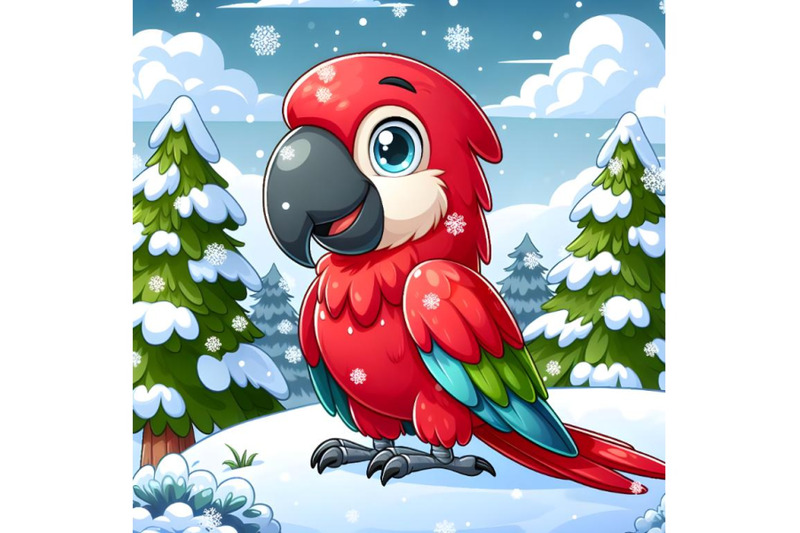 cartoon-red-macaw