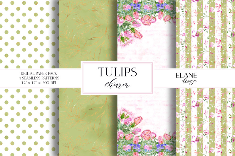 tulips-digital-paper-pink-spring-flowers-digital-background