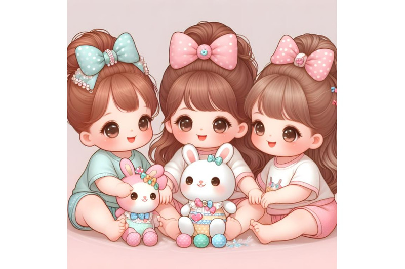 cute-baby-girls-with-toy-bunnies