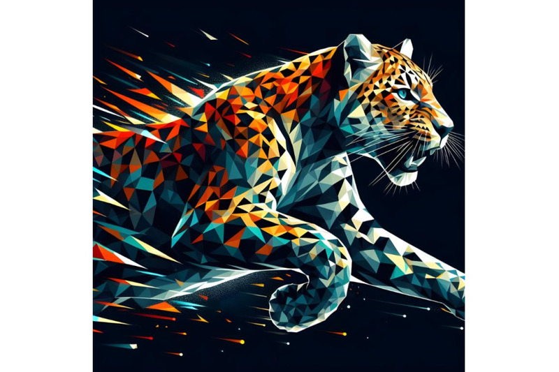 low-polygon-running-leopard