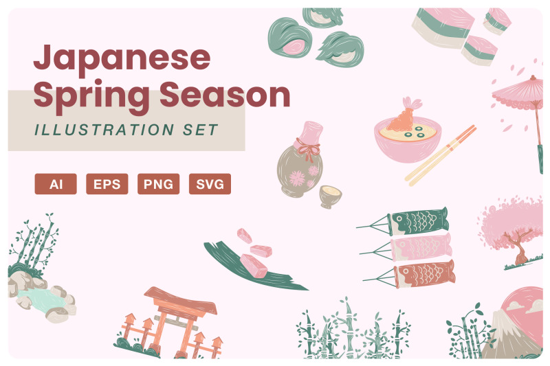japanese-spring-illustration-set