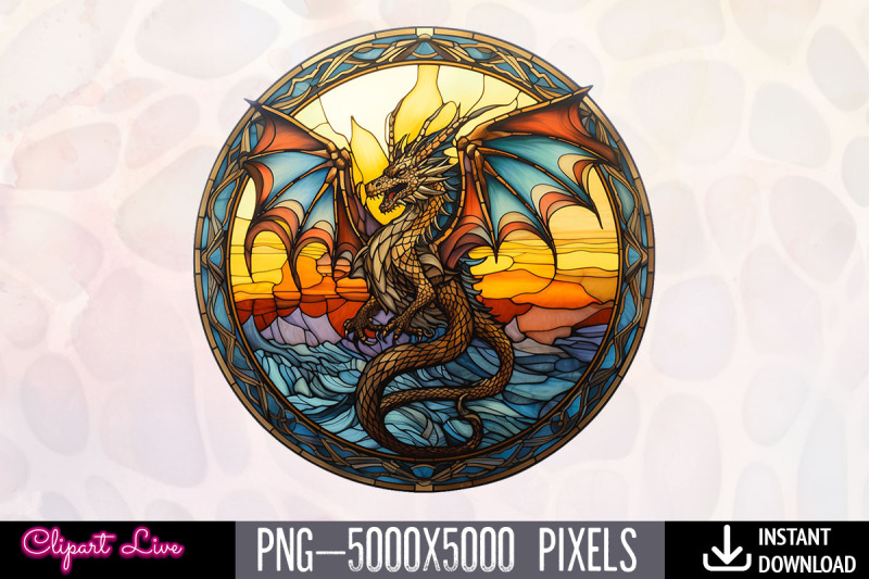 stained-glass-dragons-fantasy-clipart