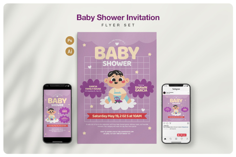 baby-shower-invitation-flyer-set