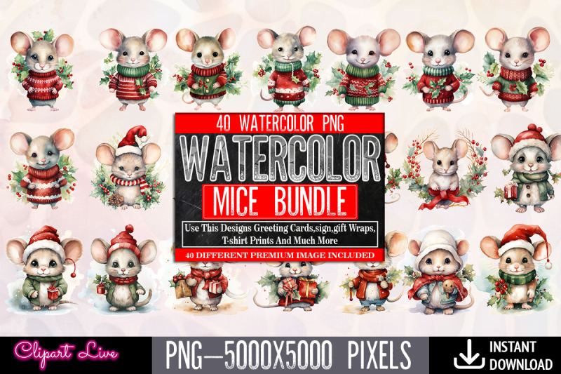 watercolor-christmas-mice-clipart-bundle
