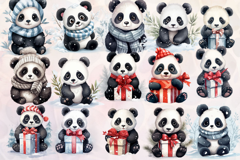 black-and-white-panda-in-winter-clipart