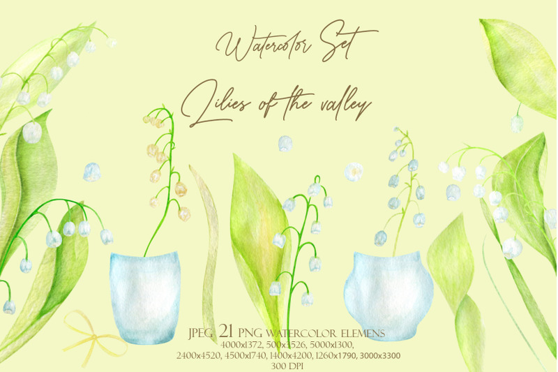 watercolor-lilies-of-the-valley-set-clipart-elemens