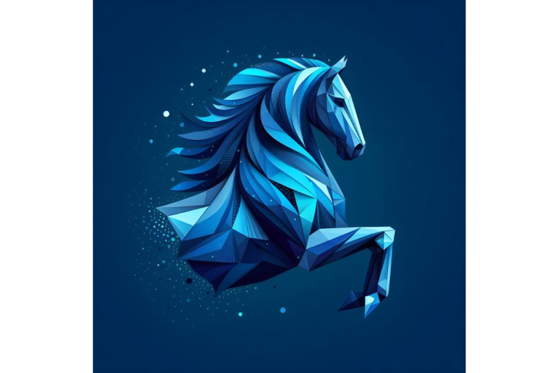 blue-abstract-horse-of-geometric-shapes