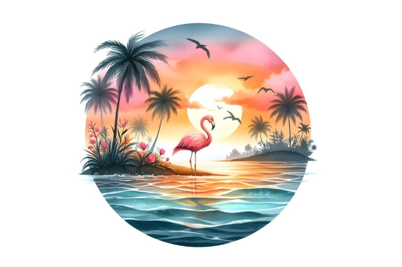 flamingo-bird-on-tropical-island