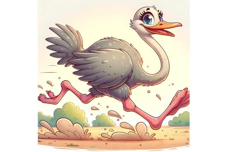 cartoon-ostrich-running