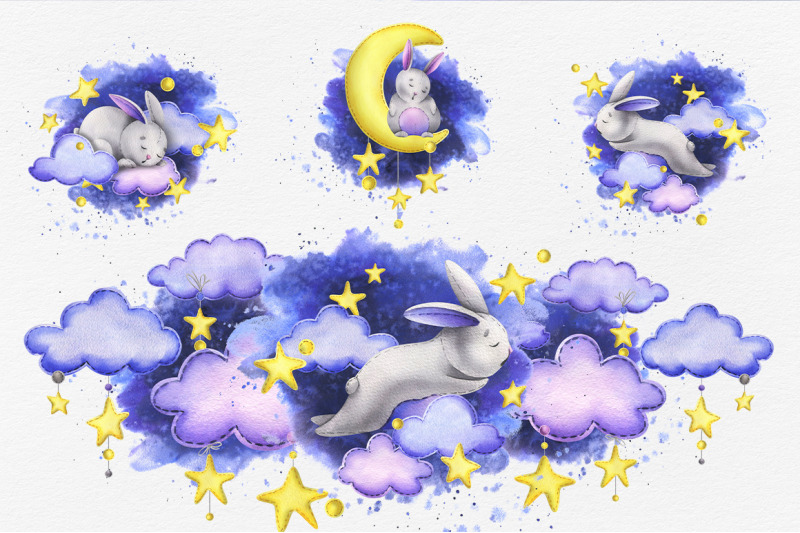 rabbits-childrens-clipart-watercolor