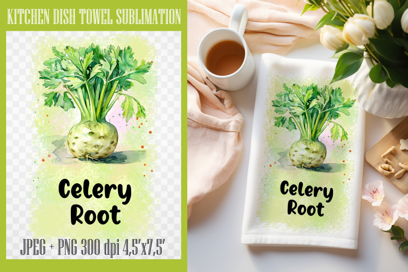 celery-root-png-kitchen-dish-towel-sublimation