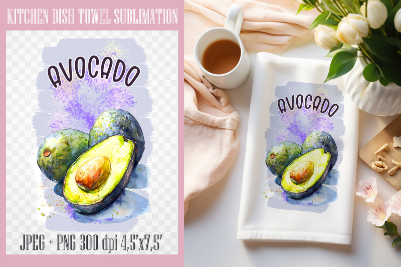 avocado-2-png-kitchen-dish-towel-sublimation