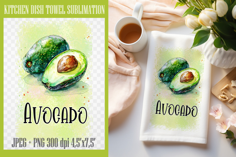 avocado-png-kitchen-dish-towel-sublimation