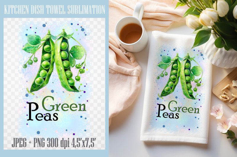 green-peas-png-kitchen-dish-towel-sublimation
