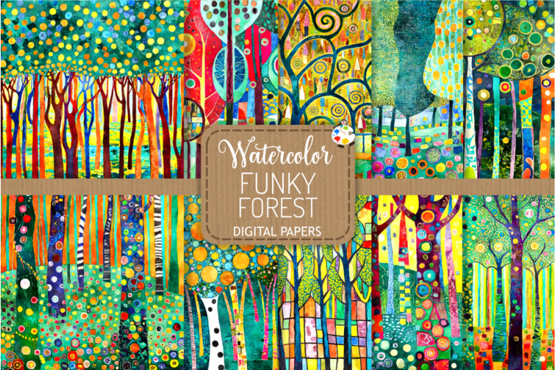 funky-forest-watercolor-woodland-scenes